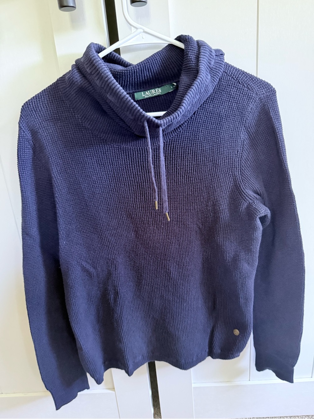 Lauren Ralph Lauren Navy Cowl Neck Drawstring Sweater